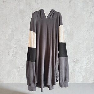 Gray and Black Colorblock Hoodie